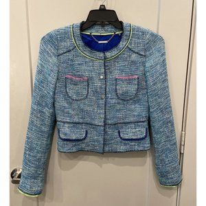 Elie Tahari Womens Woven Button-Down Jacket Blue Cotton Size 6